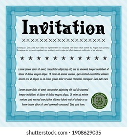 Light Blue Formal Invitation Template. Modern Design. With Background. Vector Illustration. 