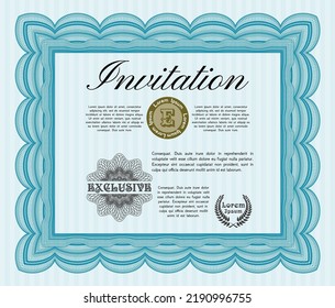 Light blue Formal invitation template. Money Pattern. With background. Customizable, Easy to edit and change colors. 