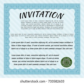 Light blue Formal invitation template. Retro design. Customizable, Easy to edit and change colors. Printer friendly. 
