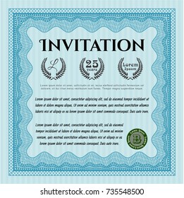 Light blue Formal invitation template. Beauty design. Customizable, Easy to edit and change colors. Easy to print. 