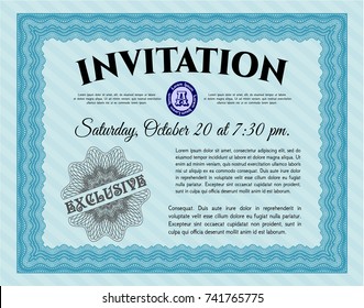 Light blue Formal invitation template. Vector illustration. With quality background. Good design. 
