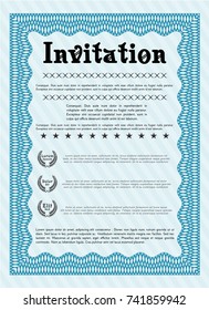 Light blue Formal invitation template. Modern design. With linear background. Vector illustration. 