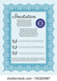 Light blue Formal invitation template. Complex background. Good design. Vector illustration. 