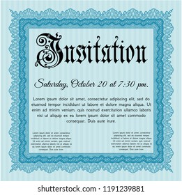 Light blue Formal invitation. Vector illustration. Printer friendly. Excellent design. 