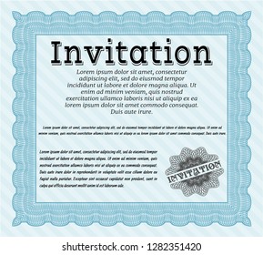 Light blue Formal invitation. Vector illustration. Complex background. Money Pattern. 