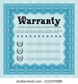 Light blue Formal Warranty Certificate template. With great quality guilloche pattern. Perfect design. Customizable, Easy to edit and change colors. 