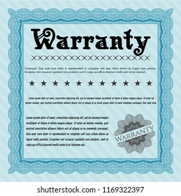 Light blue Formal Warranty Certificate template. With guilloche pattern. Lovely design. Customizable, Easy to edit and change colors. 