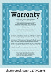 Light blue Formal Warranty Certificate template. Customizable, Easy to edit and change colors. Complex background. Good design. 