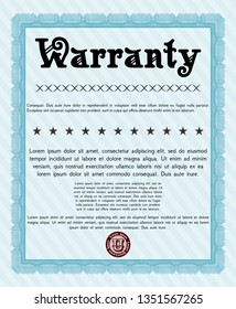 Light blue Formal Warranty Certificate template. Beauty design. With guilloche pattern. Customizable, Easy to edit and change colors. 