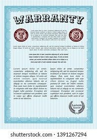 Light blue Formal Warranty Certificate template. Easy to print. Customizable, Easy to edit and change colors. Sophisticated design. 