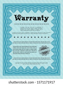 Light blue Formal Warranty Certificate template. Superior design. With complex background. Customizable, Easy to edit and change colors. 