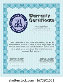 Light blue Formal Warranty Certificate template. Perfect design. With background. Vector illustration. 