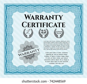 Light blue Formal Warranty Certificate template. Customizable, Easy to edit and change colors. With complex background. Superior design. Light blue Formal Warranty Certificate template. Customizable, Easy to edit and change colors. With complex background. Superior design.