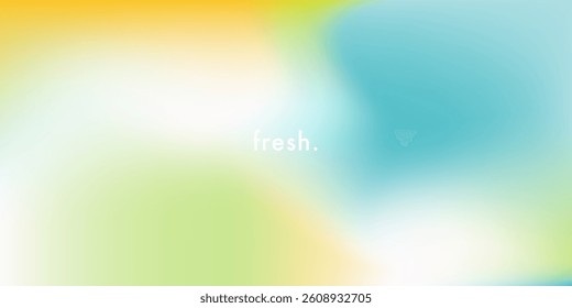 Light blue and fresh green gradient background. Abstract air flow blurry vector texture. Breezy gradation pattern. Aesthetic spring bg. Vector soft horizontal backdrop for poster, cover, header design