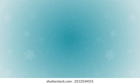 Light blue frozen winter Christmas background with snowflakes dust 3d design realistic vector illustration. Frost cold seasonal snowfall blizzard effect gradient backdrop blurred glow bokeh banner