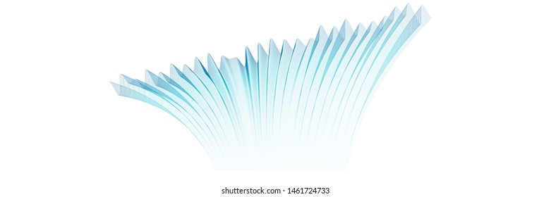 Light blue futuristic wavy lines motion curved shape vector design element isolated on white smooth blend effect