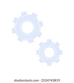 Light blue gears interlocking symbolizing mechanisms. Ideal for engineering technology teamwork cooperation machinery industry. Style is simple clean modern