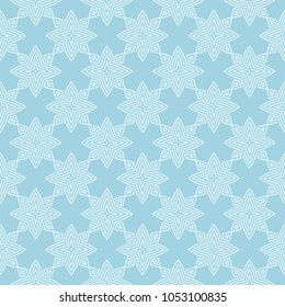 Light blue geometric ornament. Seamless pattern for web, textile and wallpapers