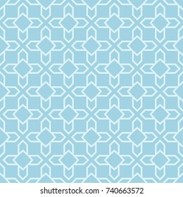 Light blue geometric ornament. Seamless pattern for web, textile and wallpapers