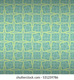 Light blue geometric seamless pattern background in indian style. Colorful, graphical design for web, carpet, surface or other purpose.