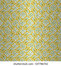 Light blue geometrical seamless pattern in tribal style. Compound mosaic repeatable backdrop.
