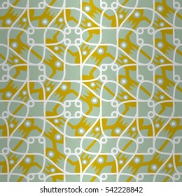 Light blue geometrical seamless pattern in animalistic style. Colored, symmetric design for banner, wallpaper, carpet or other purpose.