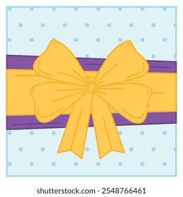 Caja de regalo azul claro con el arco amarillo y los lunares, Vector