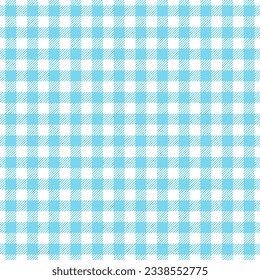 Light blue gingham check seamless pattern