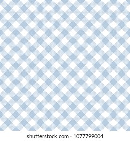 Light Blue Gingham Seamless Pattern - Diagonal pale light blue and white gingham seamless pattern