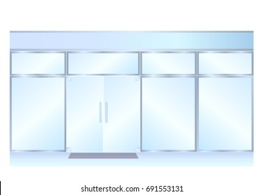 Light Blue Glass Store Facade with no signs vector illustration