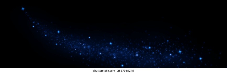 Light blue glow effect. Dust, luxurious decoration. Vector illustration. Christmas flash.