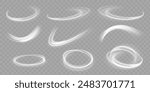 Light blue glowing effect. Glowing white speed lines. Abstract traffic lines on the road. Light dust trail wave, fire path trace line, car headlights, optical fiber and filament curve swirl png.