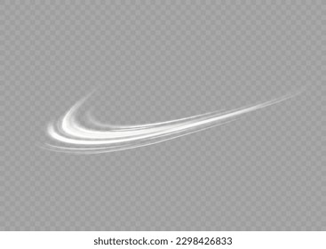 Light blue glowing effect. Glowing white speed lines. Abstract traffic lines on the road. Light trail wave, fire path trace line, car headlights, optical fiber and filament curve swirl png.