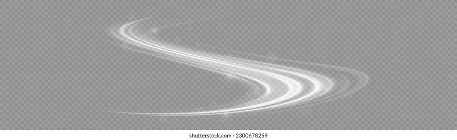 Light blue glowing effect. Glowing white speed lines. Abstract traffic lines on the road. Light dust trail wave, fire path trace line, car headlights, optical fiber and filament curve swirl png.