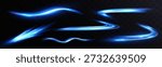 Light blue glowing energy trails with flowing neon waves on dark background.