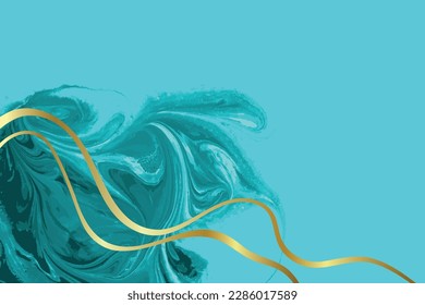 Light Blue and Gold Marble Abstract Vector Background