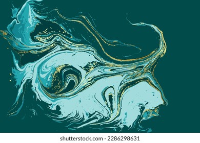 Light Blue and Gold Marble Abstract Vector Background