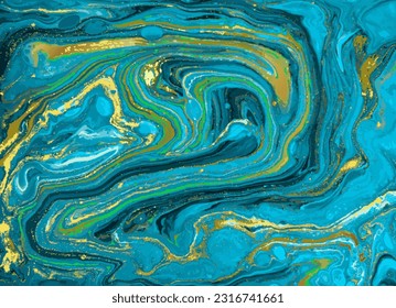 Light Blue and Gold Marble Abstract Vector Background