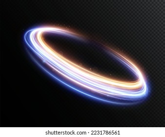 Light blue and gold Twirl. Curve light effect of blue line. Luminous blue circle. Light blue pedistal, podium, platform, table. Vector PNG. Vector illustration