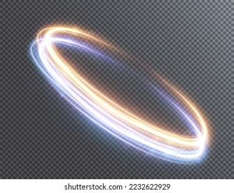 Light blue and gold Twirl. Curve light effect of blue, gold line. Luminous blue circle. Light blue pedistal, podium, platform, table. Vector PNG. Vector illustration