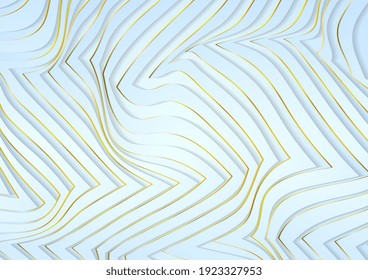 Light blue and golden refracted stripes pattern abstract luxury background. Vector design