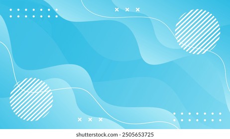 light blue gradient abstract wavy background with geometric shapes. Modern dynamic wallpaper. Suitable for templates, posters, sale banners, presentations, events, ads, web, and pages