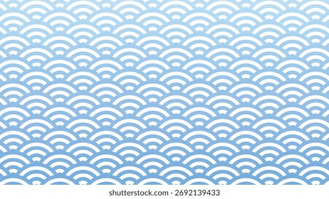 Material de fundo gradiente azul claro com padrão Seigaiha - vetor