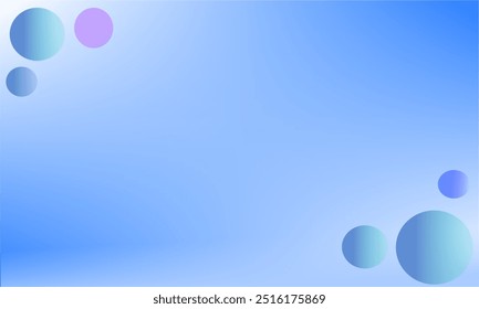 Um fundo de gradiente azul claro com círculos azul pastel e roxo espalhados. 