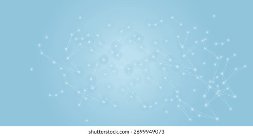 Degradado azul claro con red de polígonos blancos, nodos brillantes y líneas de conexión: tecnología mínima, datos, fondo abstracto de IA con espacio de copia