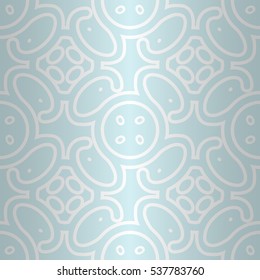 Light blue gray decorative seamless pattern in organic tracery style.