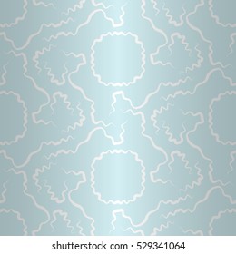Light blue gray fancy seamless pattern background in tribal style. Classic texture. Smooth medley repeatable backdrop. Shining, symmetrical design for textile, game, banner or other purpose.