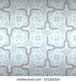 Light blue gray fancy seamless pattern background in alien style. Simple medley repeatable backdrop. Colored, contrast design for carpet, ads, wallpaper or other purpose.