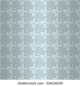 Light blue gray geometrical seamless pattern in quest style. Vivid, symmetrical design for packing-paper, web, textile or other purpose.