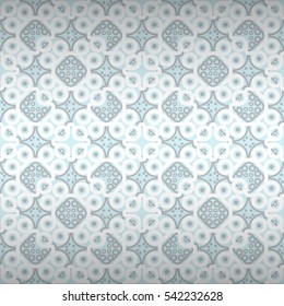 Light blue gray geometrical seamless pattern in tracery style. Shining, contrast design for game, curtain, ads or other purpose.